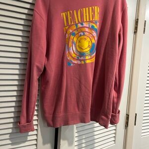 TEACHER Pink Graphic Crewneck